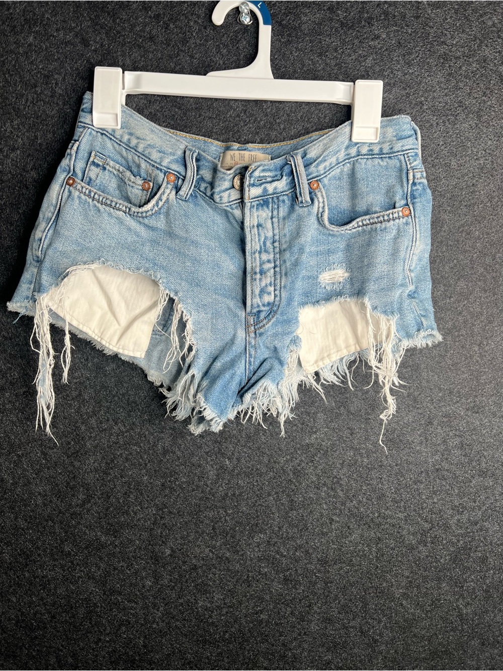 Free People Denim Micro Mini Cut Off Distress Shorts Womens 26 Boho Western